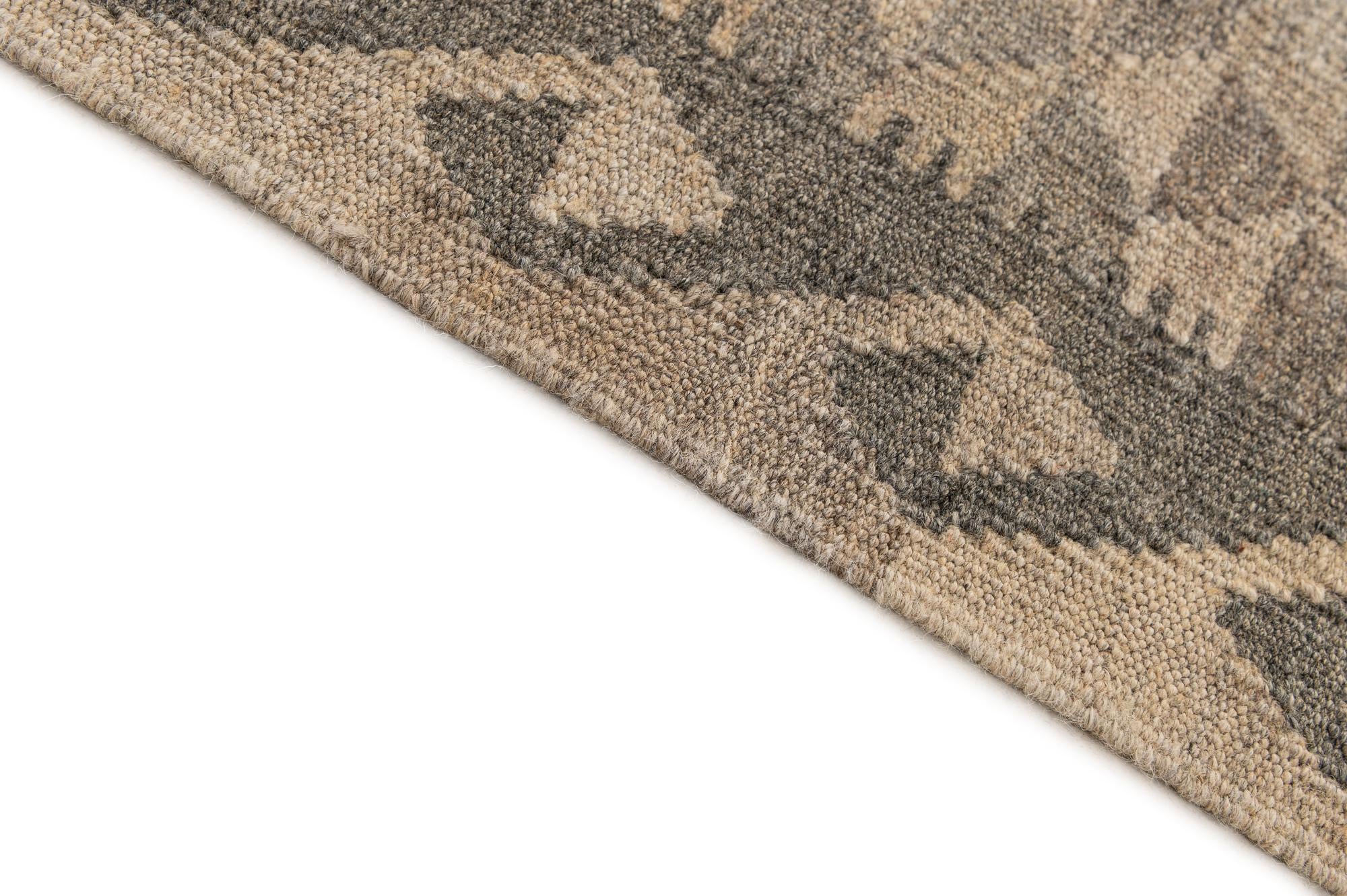 6' 9 x 9' 11 Hand Woven Kilim Maymana Wool Rug