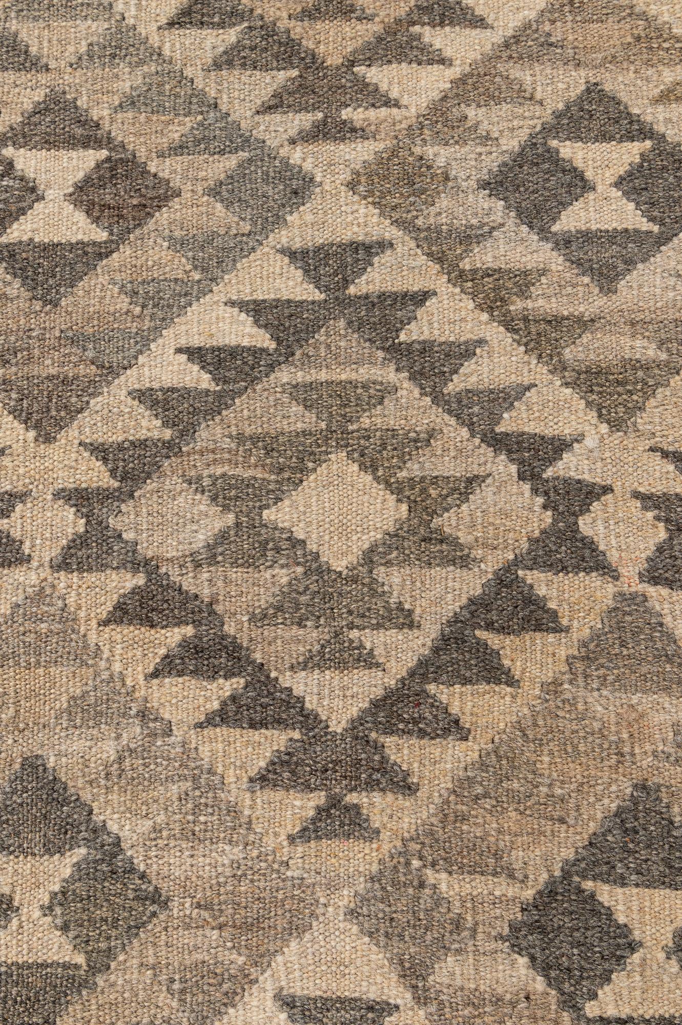 6' 9 x 9' 11 Hand Woven Kilim Maymana Wool Rug