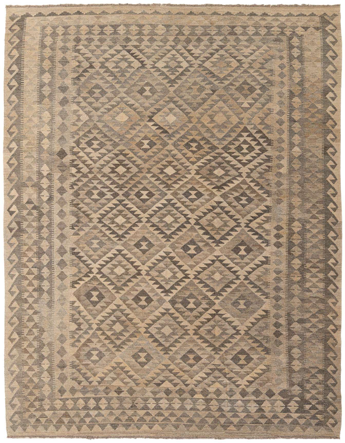 6' 9 x 9' 11 Hand Woven Kilim Maymana Wool Rug