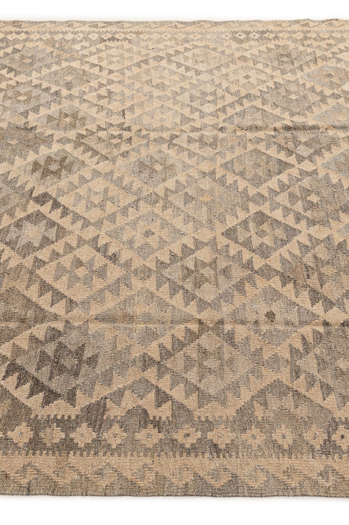 6' 6 x 9' 9 Hand Woven Kilim Maymana Wool Rug