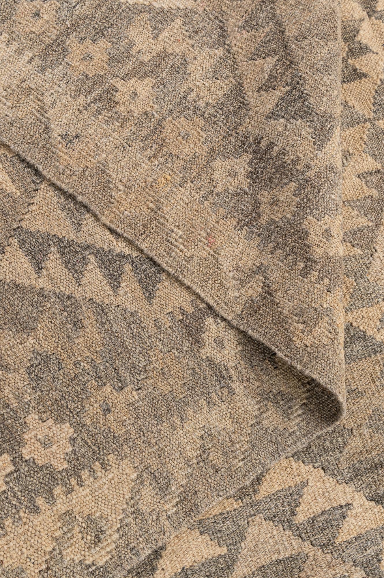6' 6 x 9' 9 Hand Woven Kilim Maymana Wool Rug
