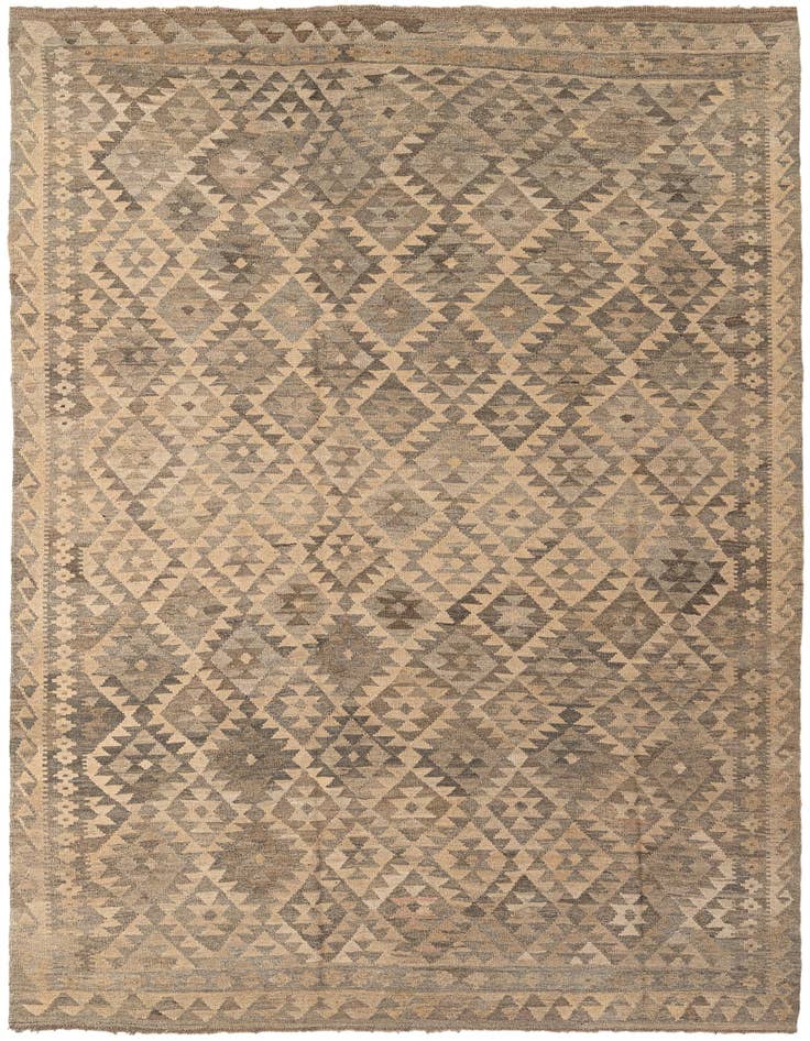 Detail image of 6' 6 x 9' 9 Hand Woven Kilim Maymana Wool Rug