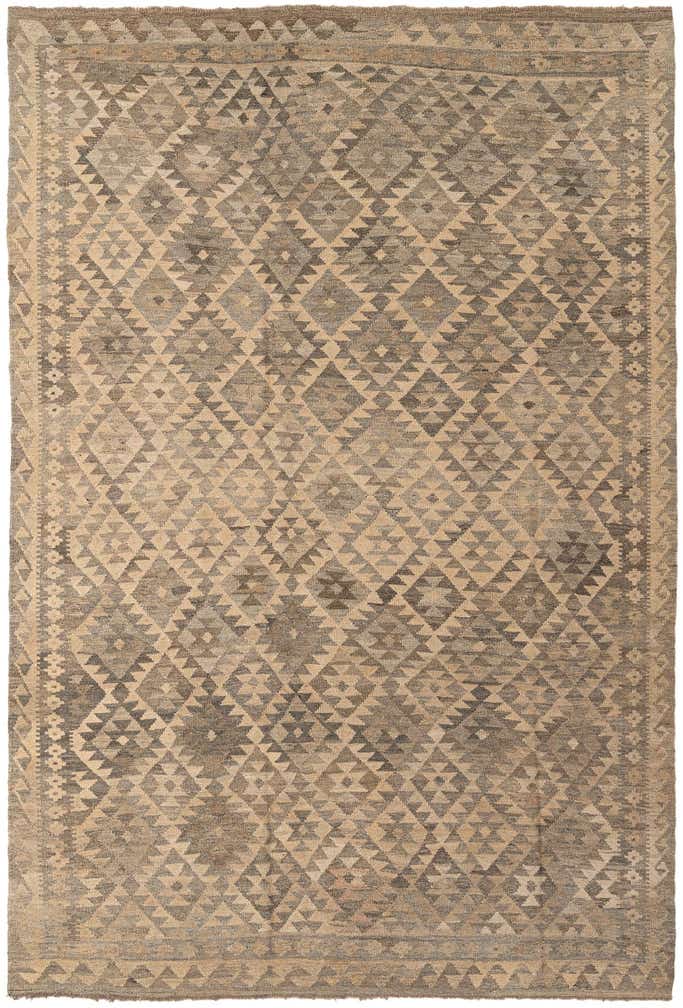 6' 6 x 9' 9 Hand Woven Kilim Maymana Wool Rug