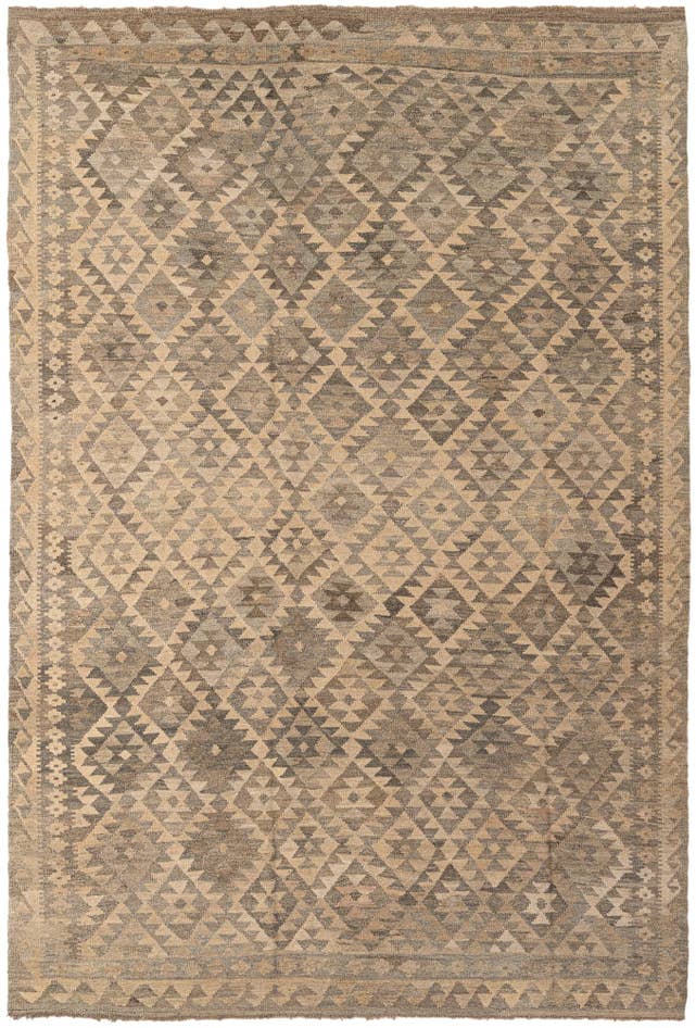 Detail image of 6' 6 x 9' 9 Hand Woven Kilim Maymana Wool Rug