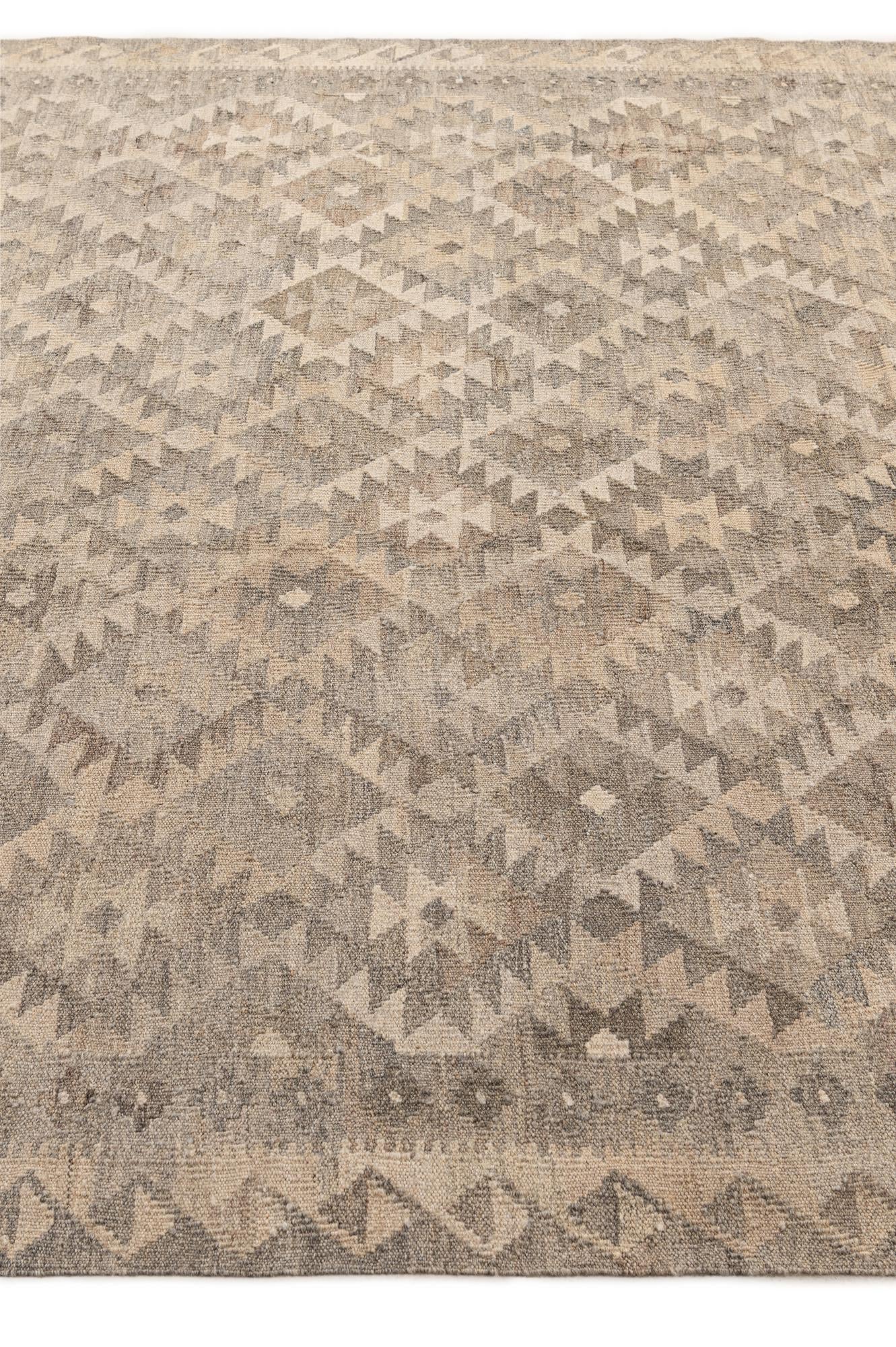 6' 6 x 9' 9 Hand Woven Kilim Maymana Wool Rug