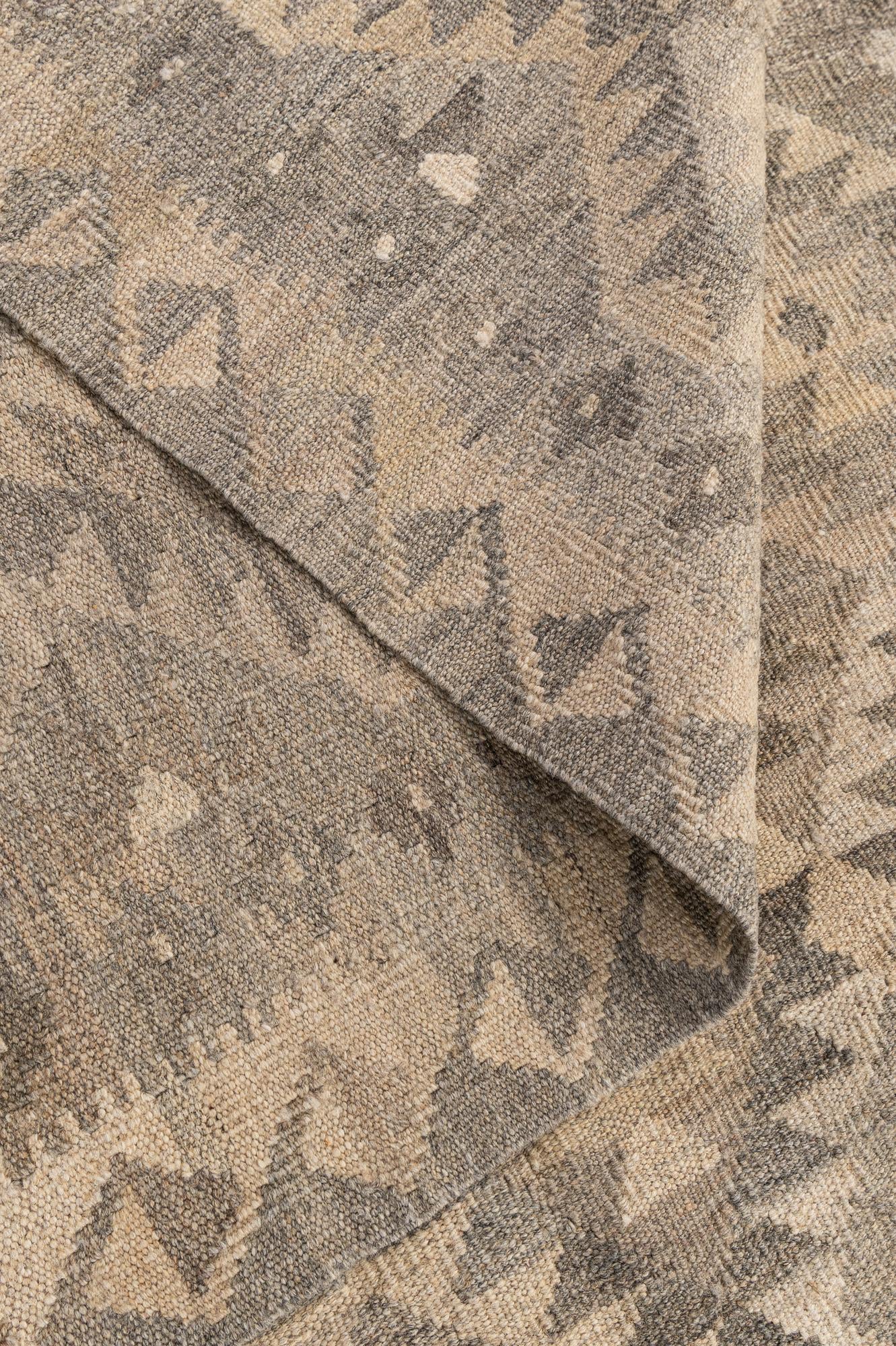 6' 6 x 9' 9 Hand Woven Kilim Maymana Wool Rug