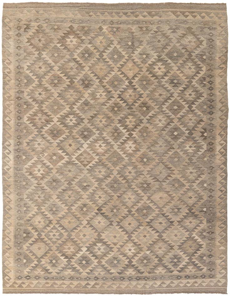 Detail image of 6' 6 x 9' 9 Hand Woven Kilim Maymana Wool Rug