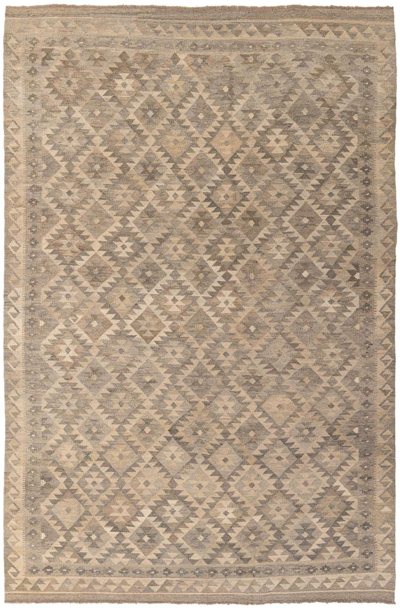 6' 6 x 9' 9 Hand Woven Kilim Maymana Wool Rug