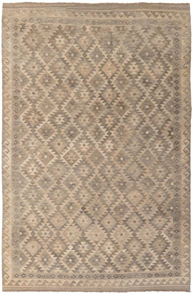 Detail image of 6' 6 x 9' 9 Hand Woven Kilim Maymana Wool Rug