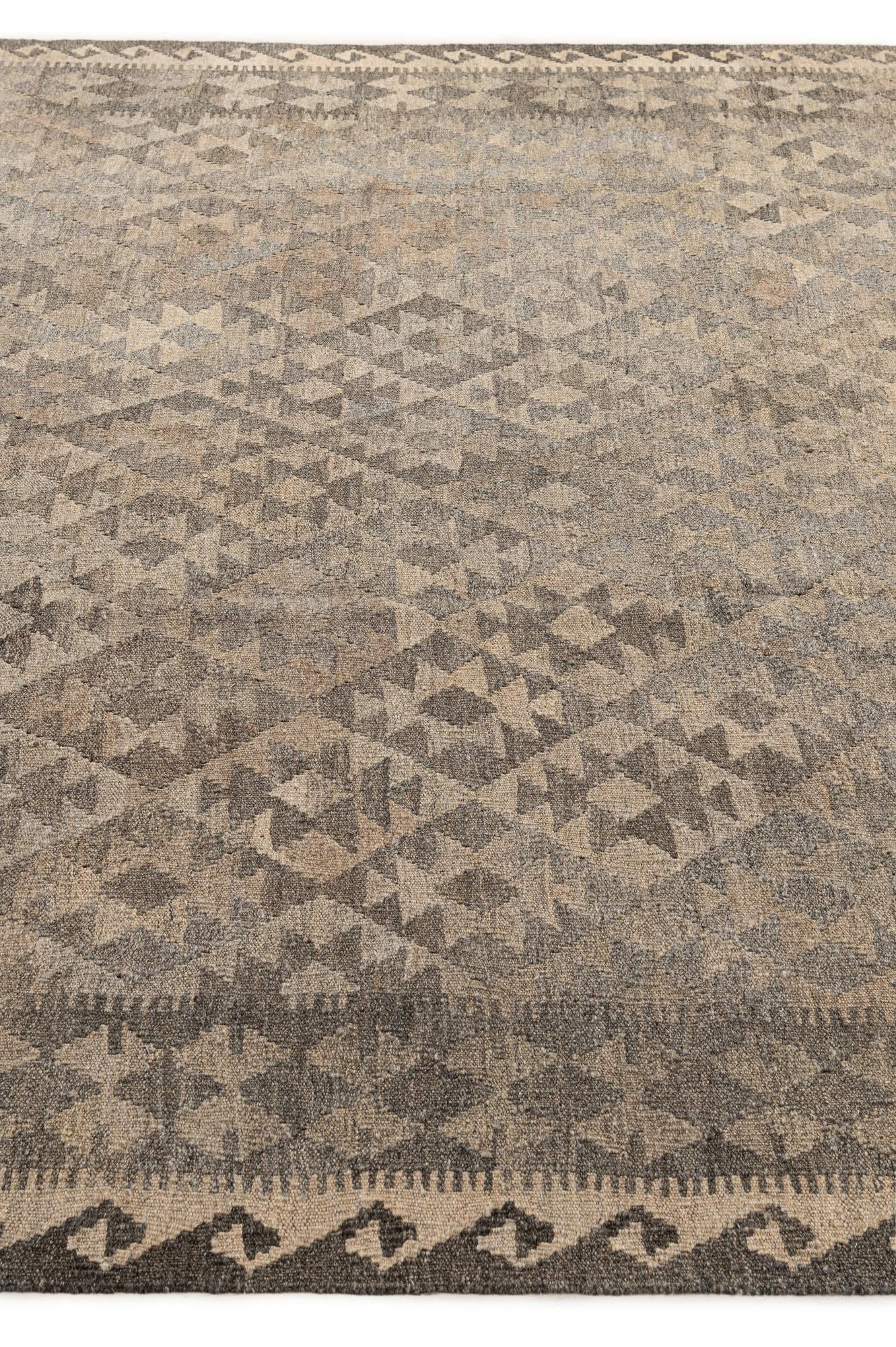 6' 7 x 9' 9 Hand Woven Kilim Maymana Wool Rug