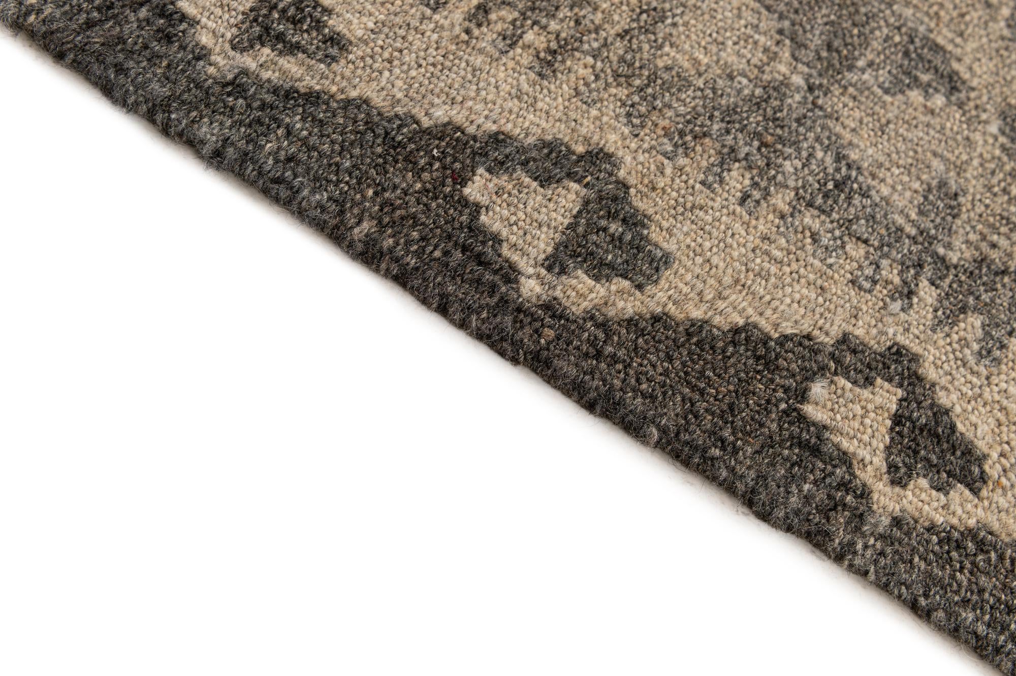 6' 7 x 9' 9 Hand Woven Kilim Maymana Wool Rug
