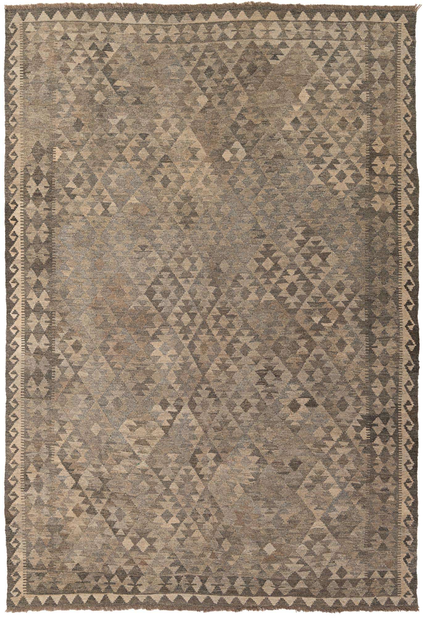 6' 7 x 9' 9 Hand Woven Kilim Maymana Wool Rug