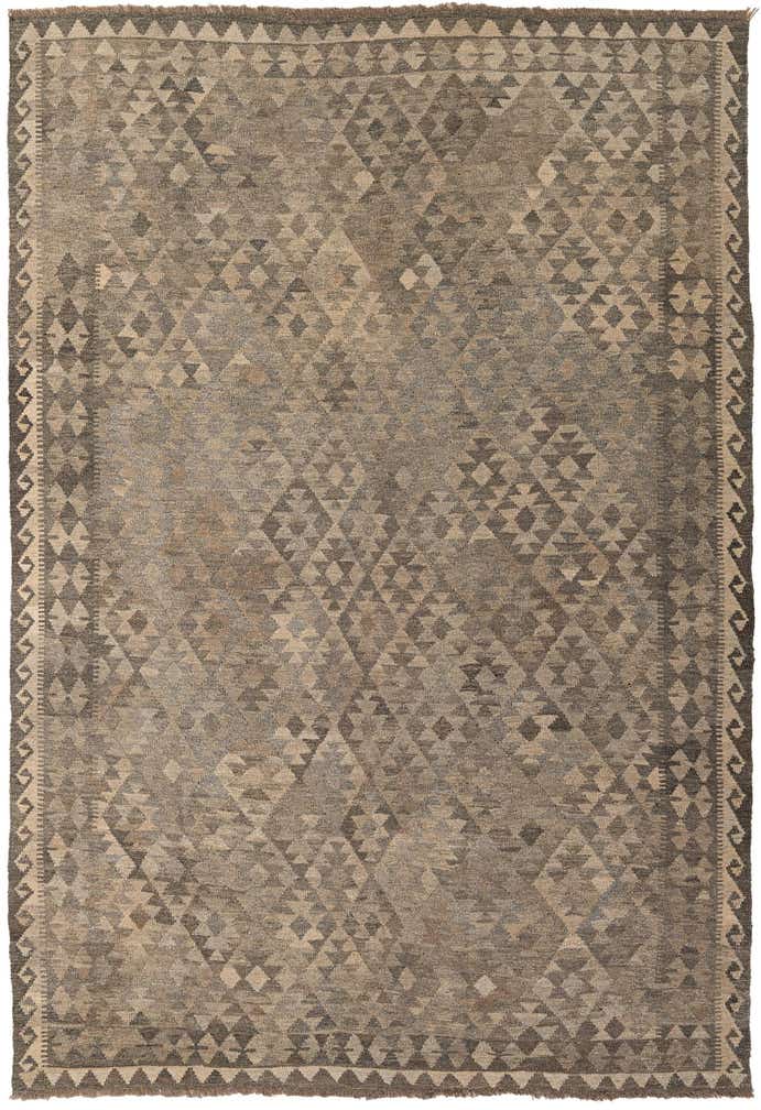 6' 7 x 9' 9 Hand Woven Kilim Maymana Wool Rug