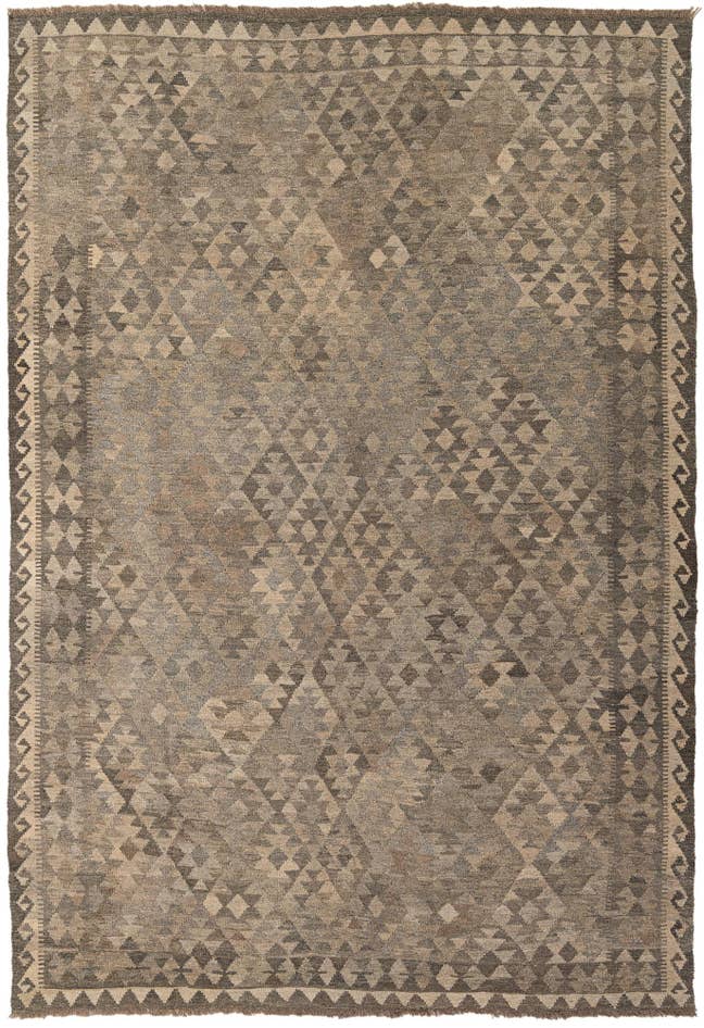 Detail image of 6' 7 x 9' 9 Hand Woven Kilim Maymana Wool Rug