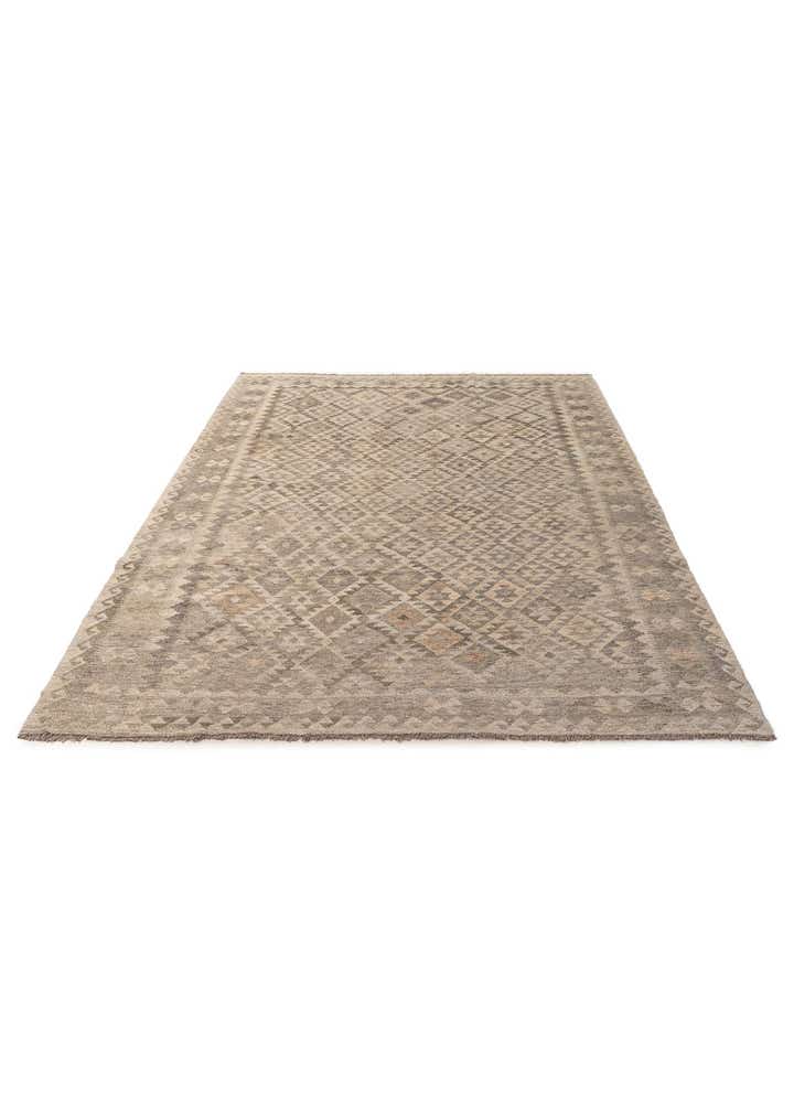 6' 7 x 9' 9 Hand Woven Kilim Maymana Wool Rug
