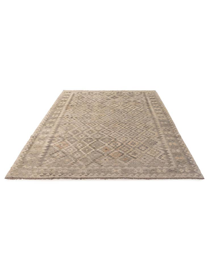 Detail image of 6' 7 x 9' 9 Hand Woven Kilim Maymana Wool Rug