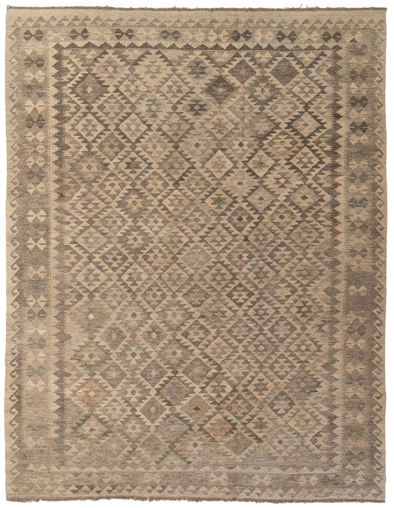 6' 7 x 9' 9 Hand Woven Kilim Maymana Wool Rug