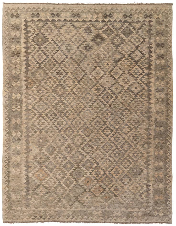 Detail image of 6' 7 x 9' 9 Hand Woven Kilim Maymana Wool Rug