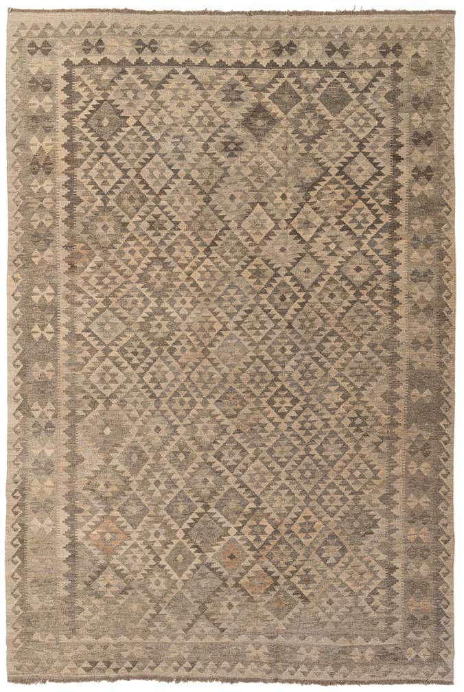6' 7 x 9' 9 Hand Woven Kilim Maymana Wool Rug