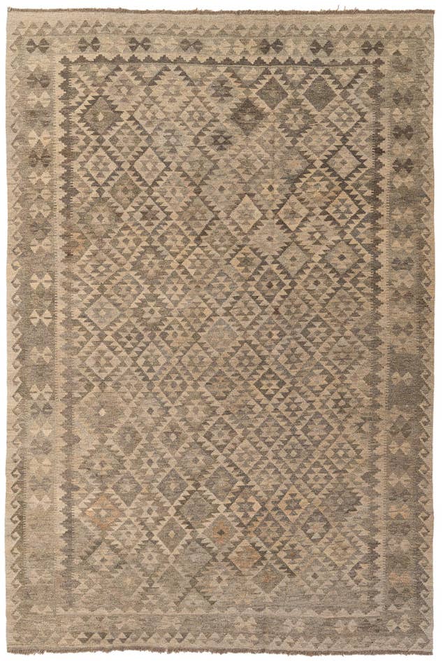 Detail image of 6' 7 x 9' 9 Hand Woven Kilim Maymana Wool Rug