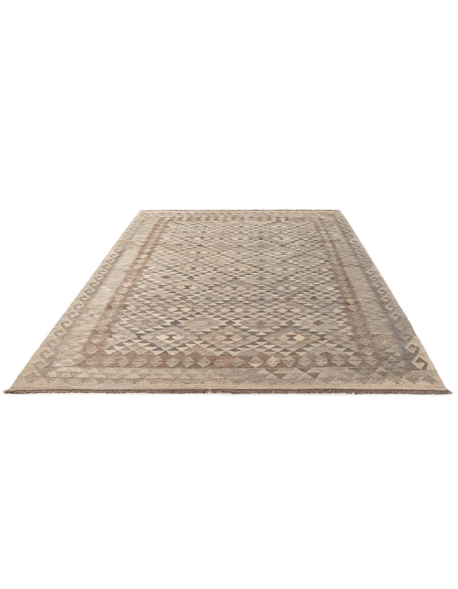 6' 7 x 9' 9 Hand Woven Kilim Maymana Wool Rug