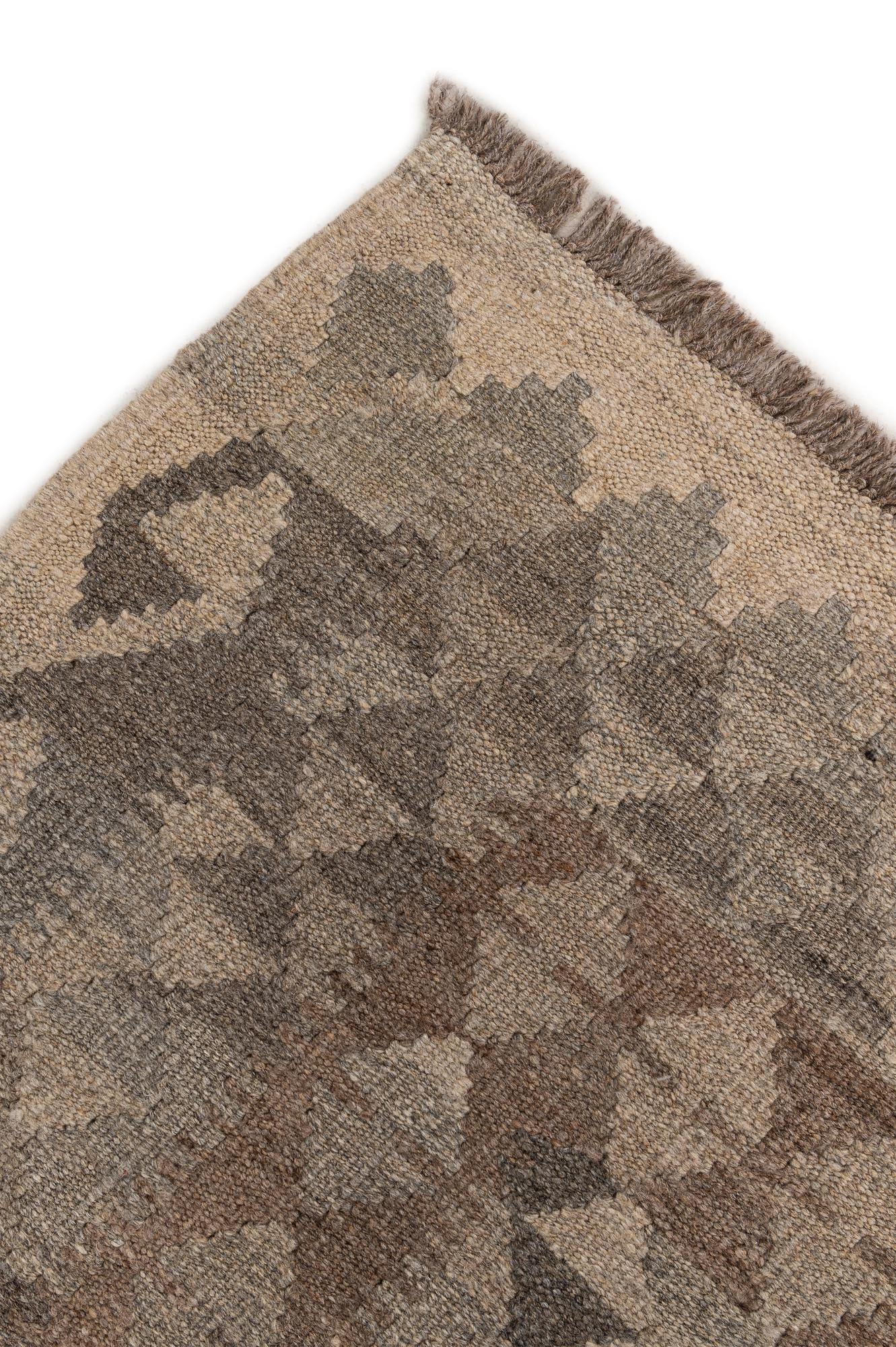 6' 7 x 9' 9 Hand Woven Kilim Maymana Wool Rug