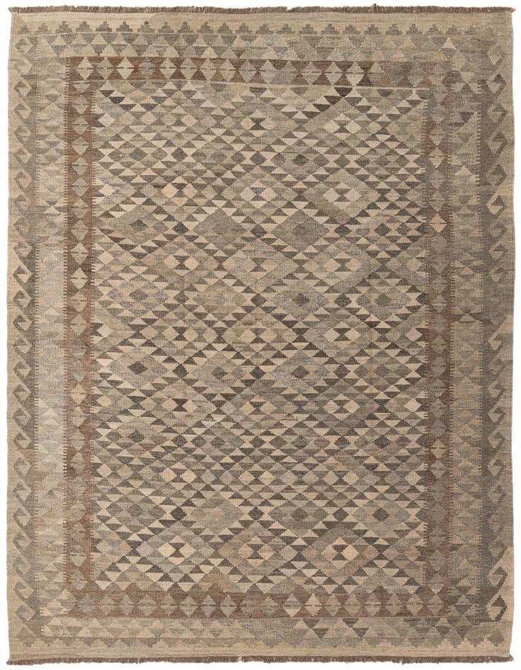 Detail image of 6' 7 x 9' 9 Hand Woven Kilim Maymana Wool Rug