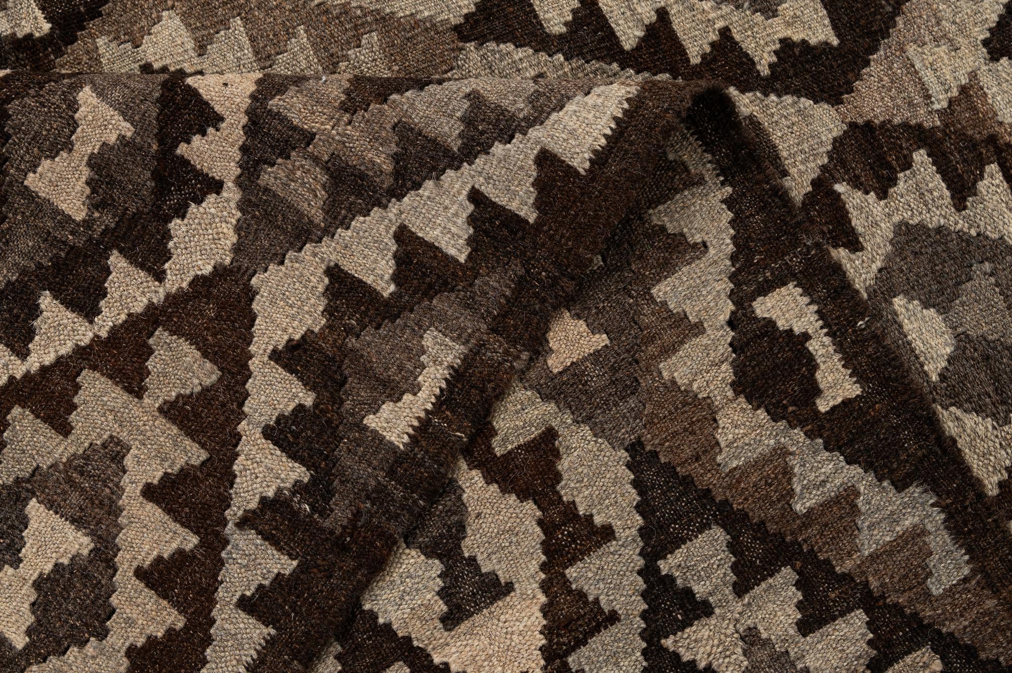 6' 9 x 9' 1 Hand Woven Kilim Maymana Wool Rug