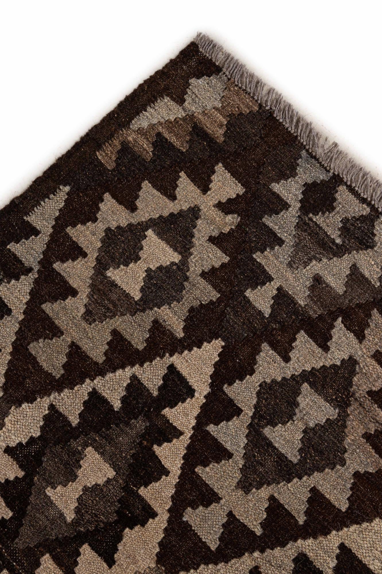 6' 9 x 9' 1 Hand Woven Kilim Maymana Wool Rug