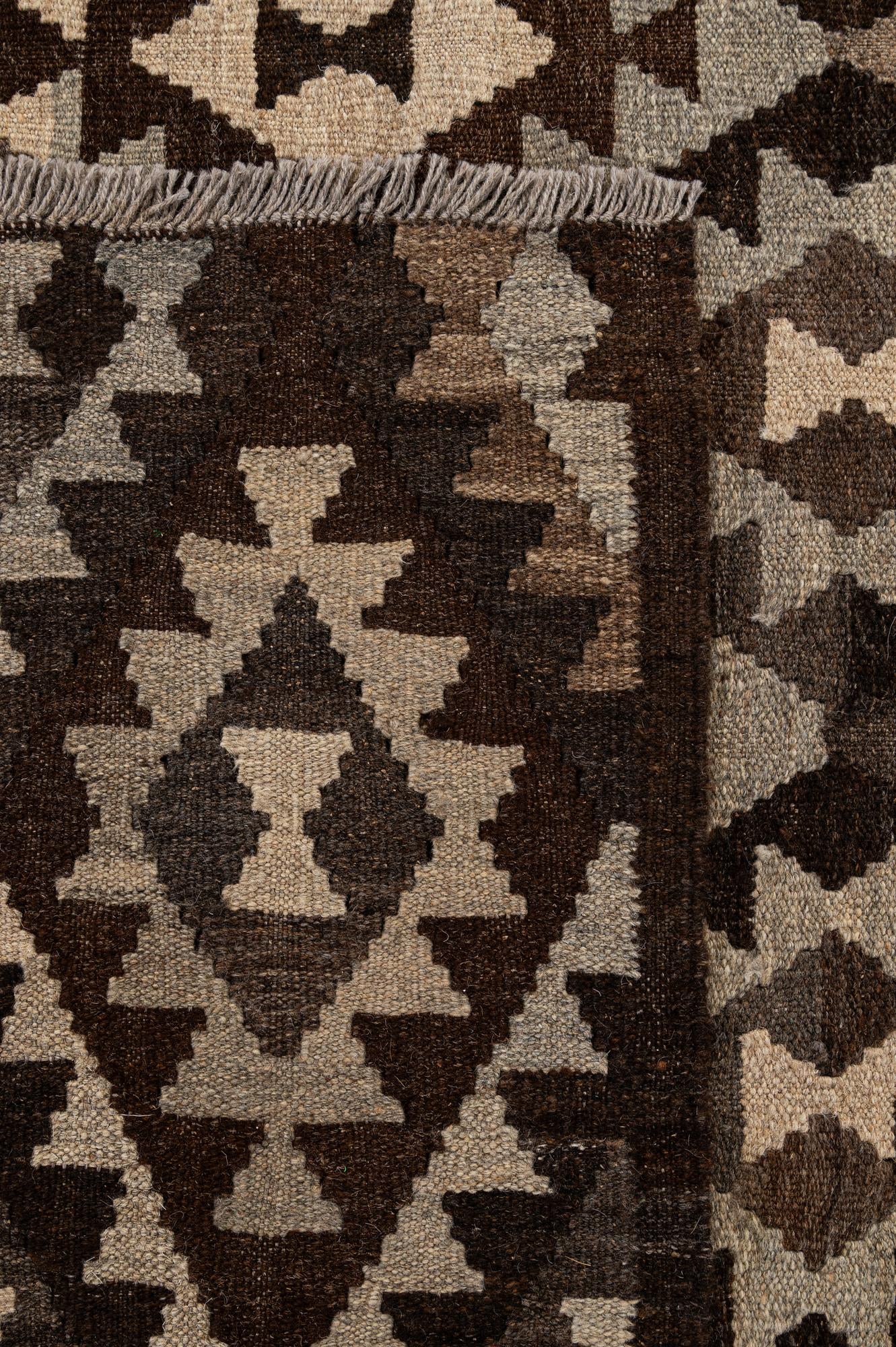 6' 9 x 9' 1 Hand Woven Kilim Maymana Wool Rug