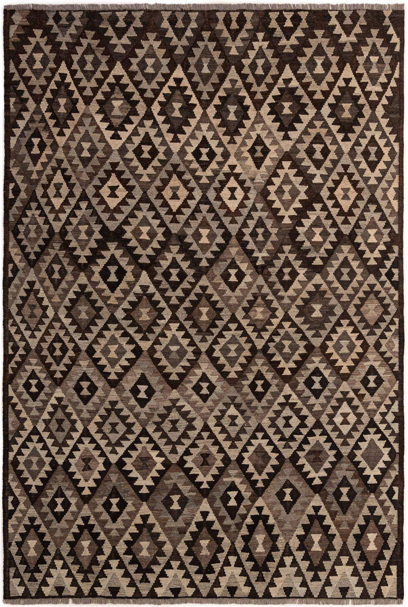 6' 9 x 9' 1 Hand Woven Kilim Maymana Wool Rug