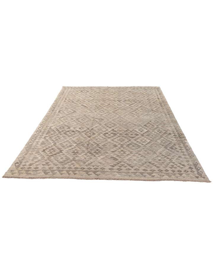 6' 6 x 9' 11 Hand Woven Kilim Maymana Wool Rug