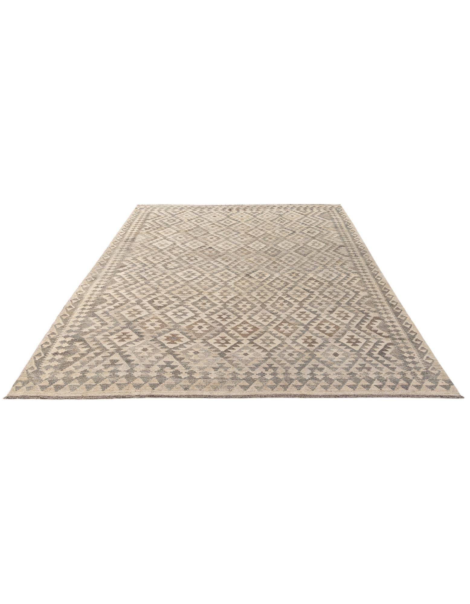6' 9 x 10' 2 Hand Woven Kilim Maymana Wool Rug