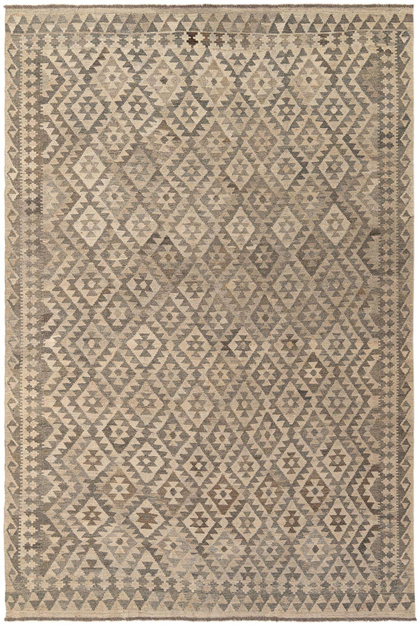 6' 9 x 10' 2 Hand Woven Kilim Maymana Wool Rug