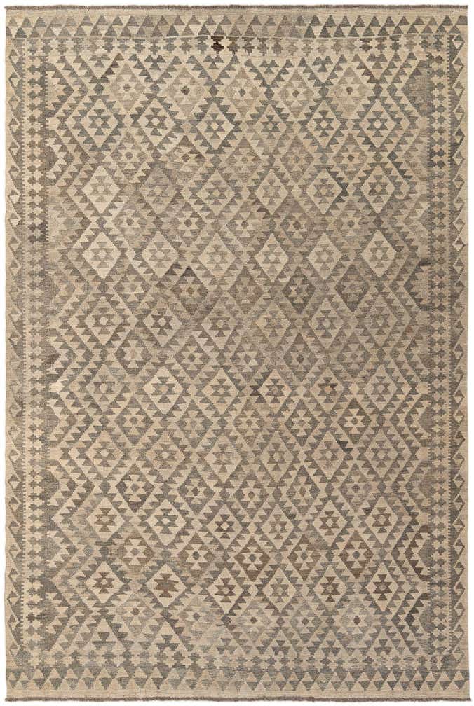 6' 9 x 10' 2 Hand Woven Kilim Maymana Wool Rug