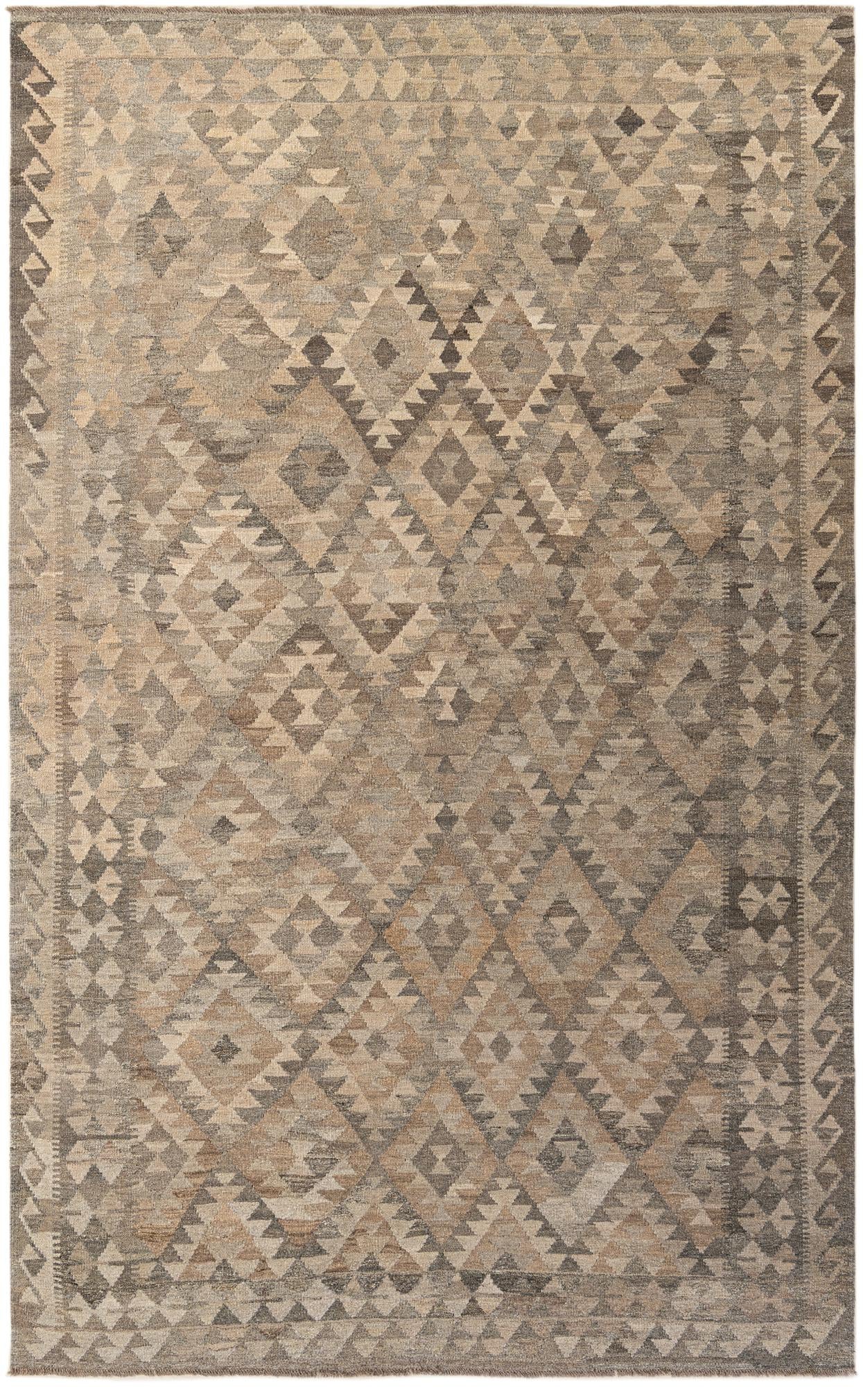 6' 7 x 10' 4 Hand Woven Kilim Maymana Wool Rug
