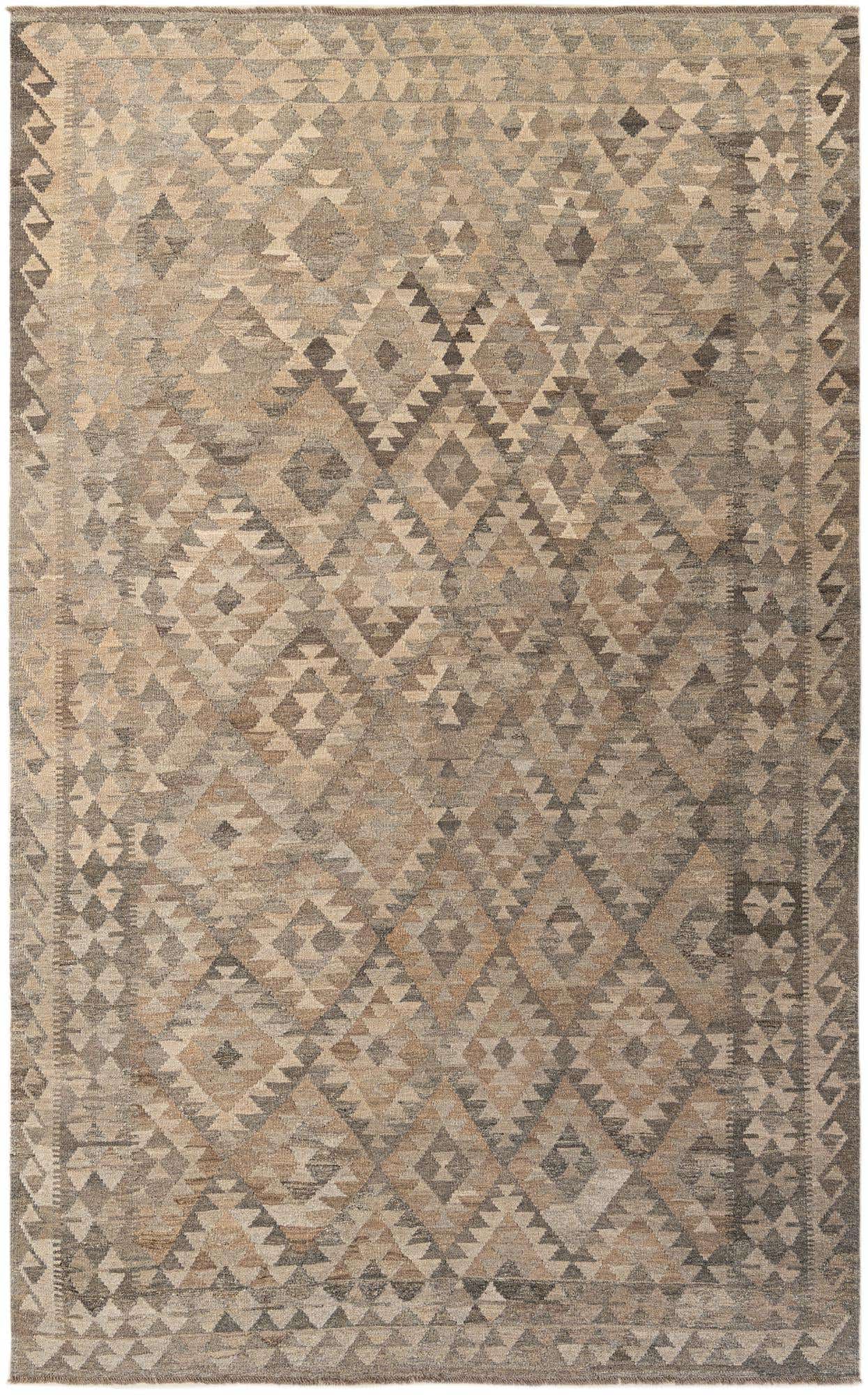 6' 7 x 10' 4 Hand Woven Kilim Maymana Wool Rug