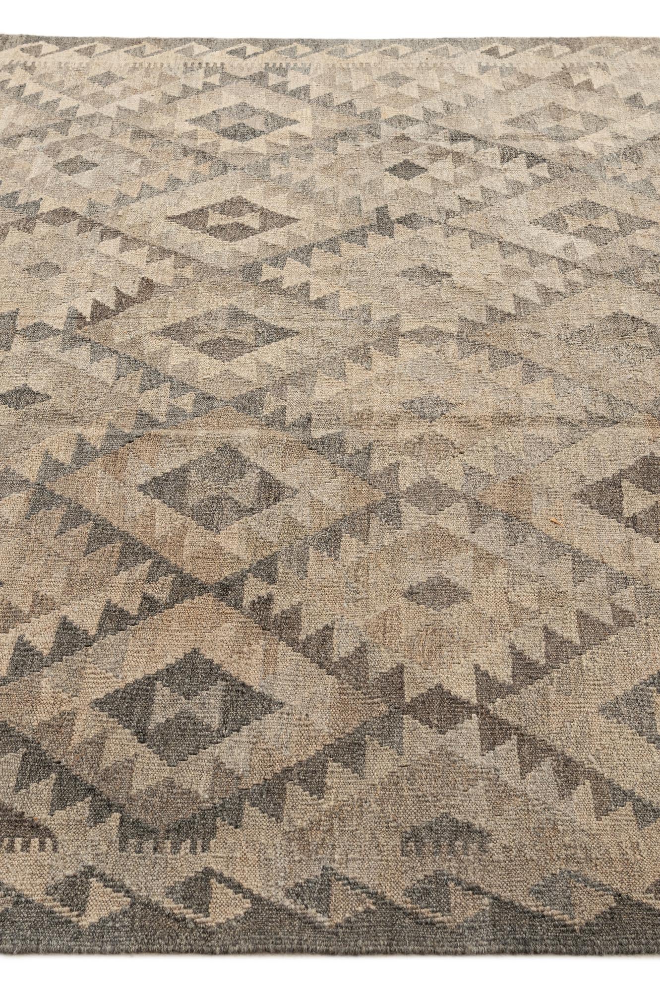 6' 8 x 10' 3 Hand Woven Kilim Maymana Wool Rug