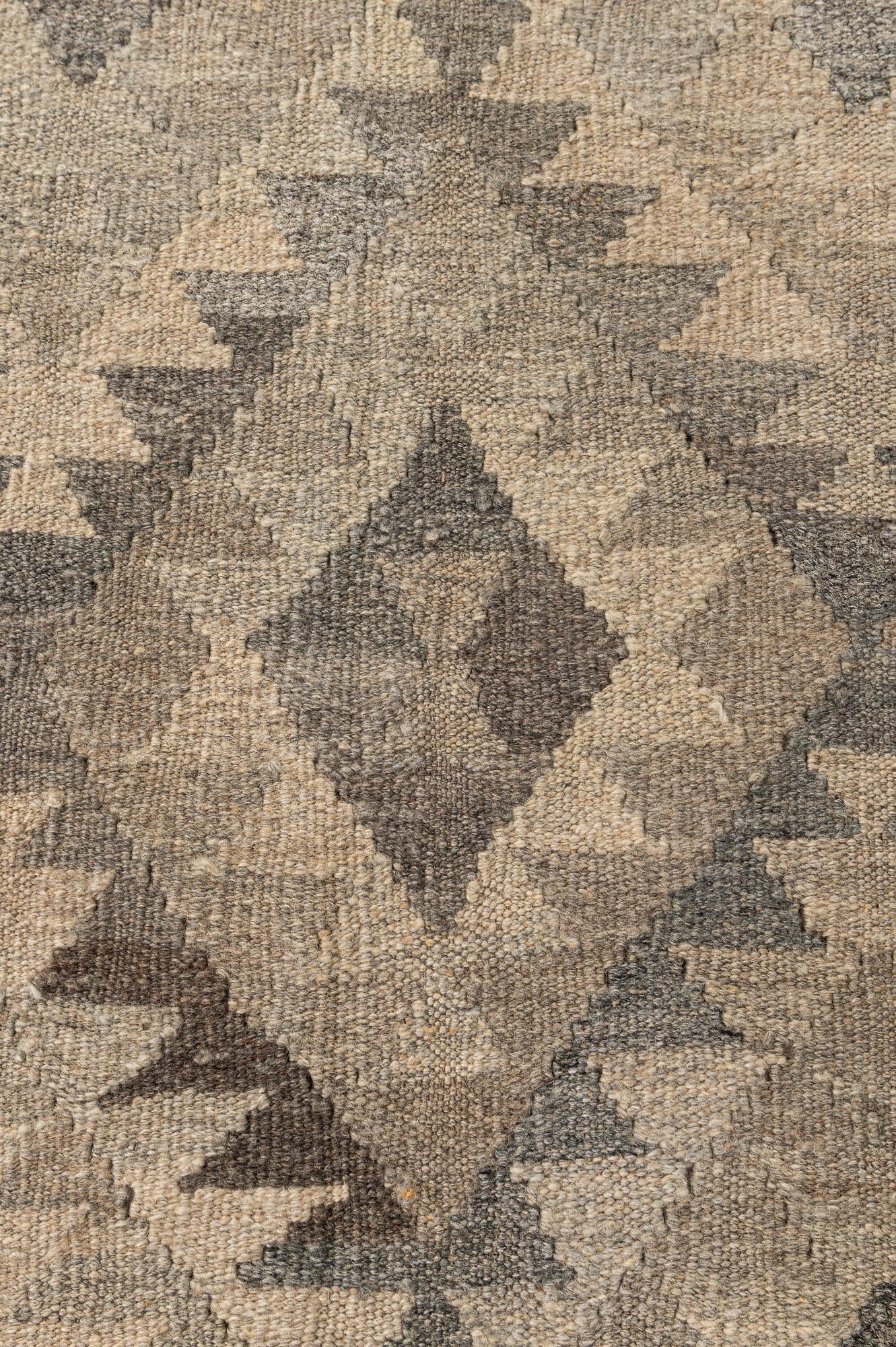 6' 8 x 10' 3 Hand Woven Kilim Maymana Wool Rug
