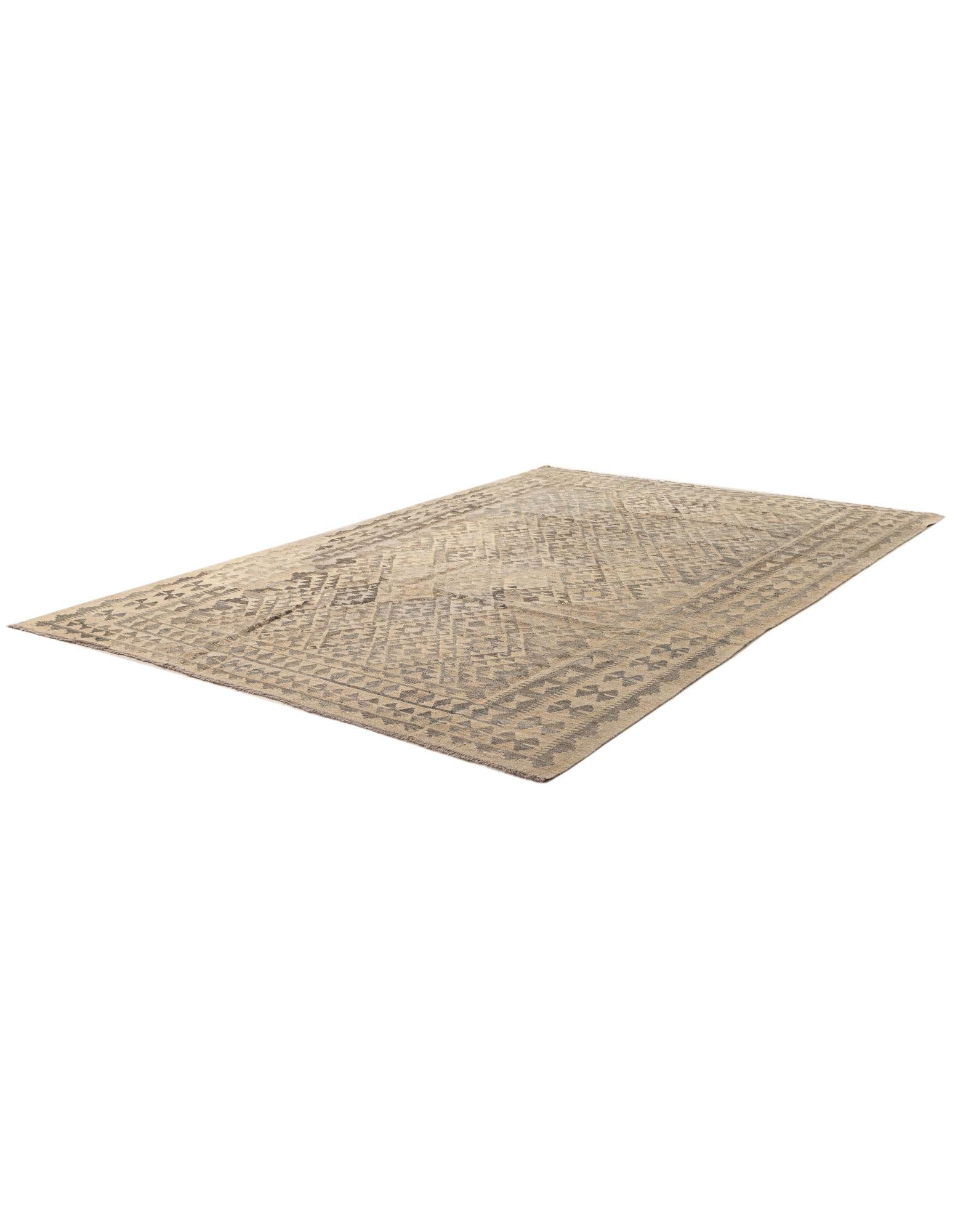 6' 8 x 10' 3 Hand Woven Kilim Maymana Wool Rug