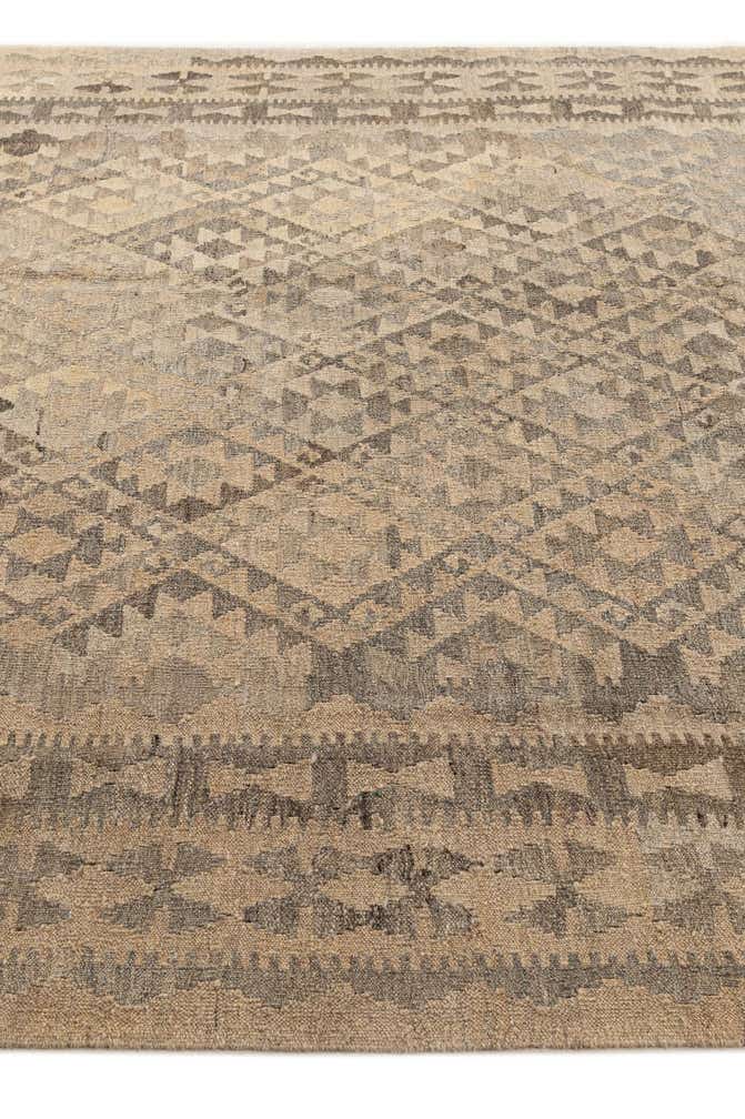 6' 8 x 10' 3 Hand Woven Kilim Maymana Wool Rug