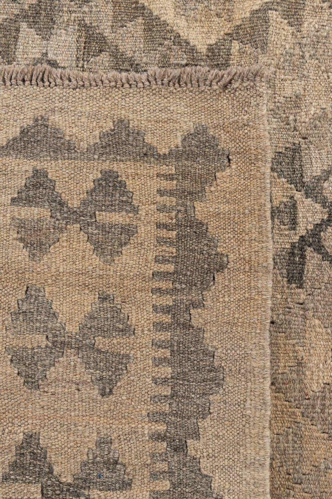 6' 8 x 10' 3 Hand Woven Kilim Maymana Wool Rug
