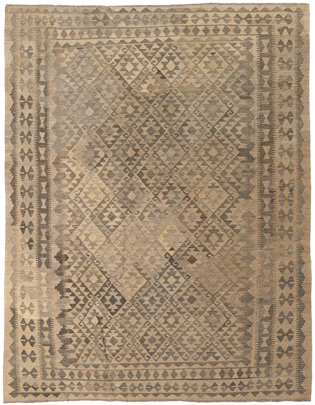 6' 8 x 10' 3 Hand Woven Kilim Maymana Wool Rug