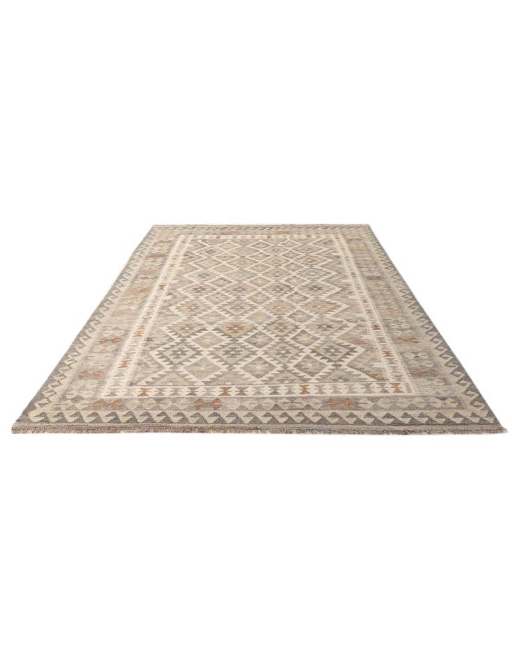 Detail image of 6' 6 x 10' 3 Hand Woven Kilim Maymana Wool Rug