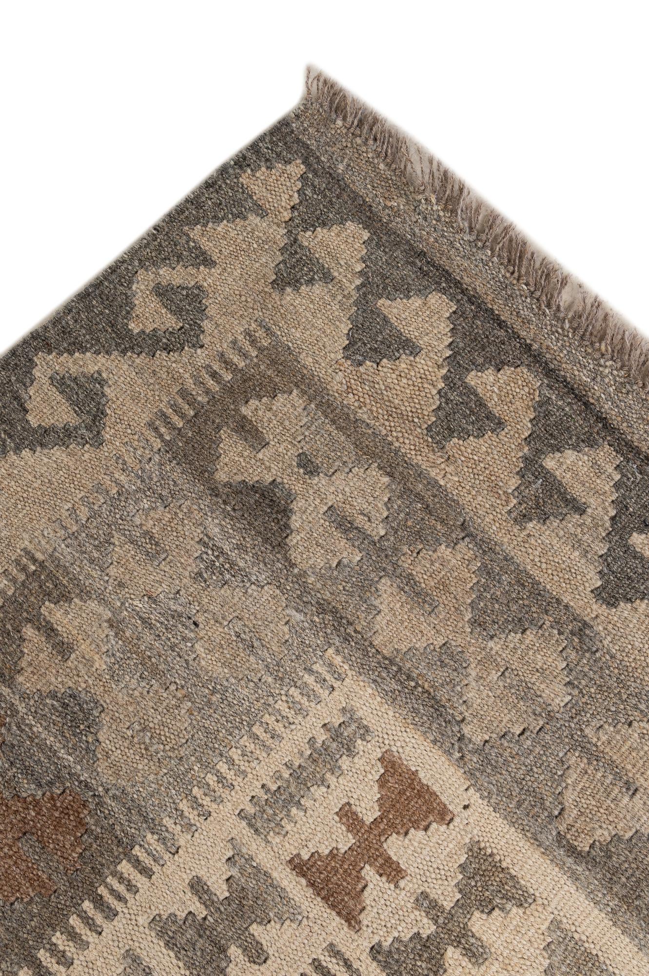 6' 6 x 10' 3 Hand Woven Kilim Maymana Wool Rug