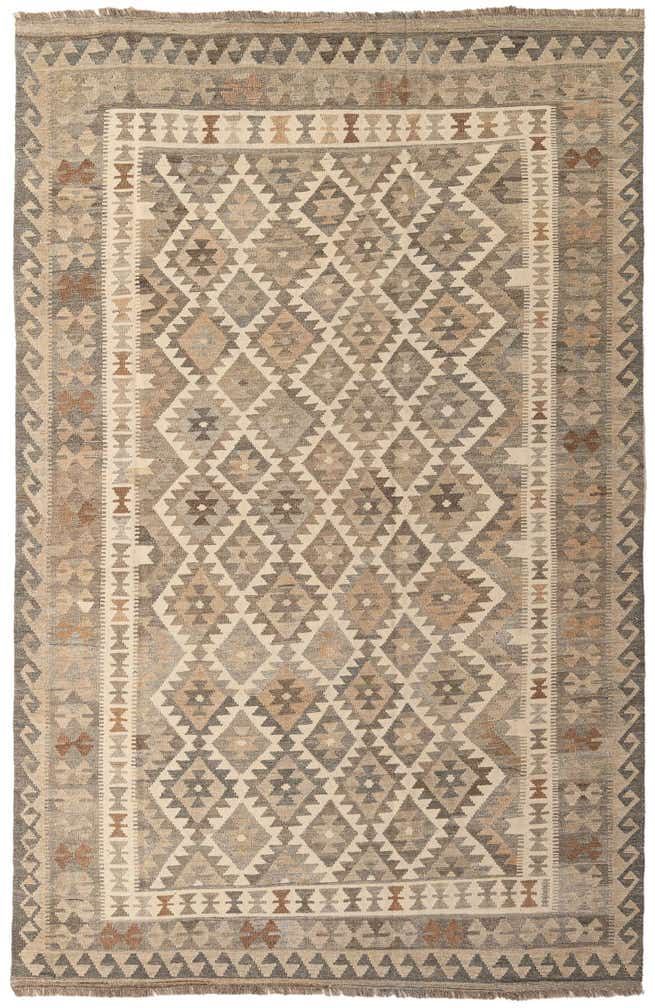 6' 6 x 10' 3 Hand Woven Kilim Maymana Wool Rug