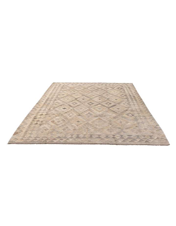 6' 8 x 10' 2 Hand Woven Kilim Maymana Wool Rug
