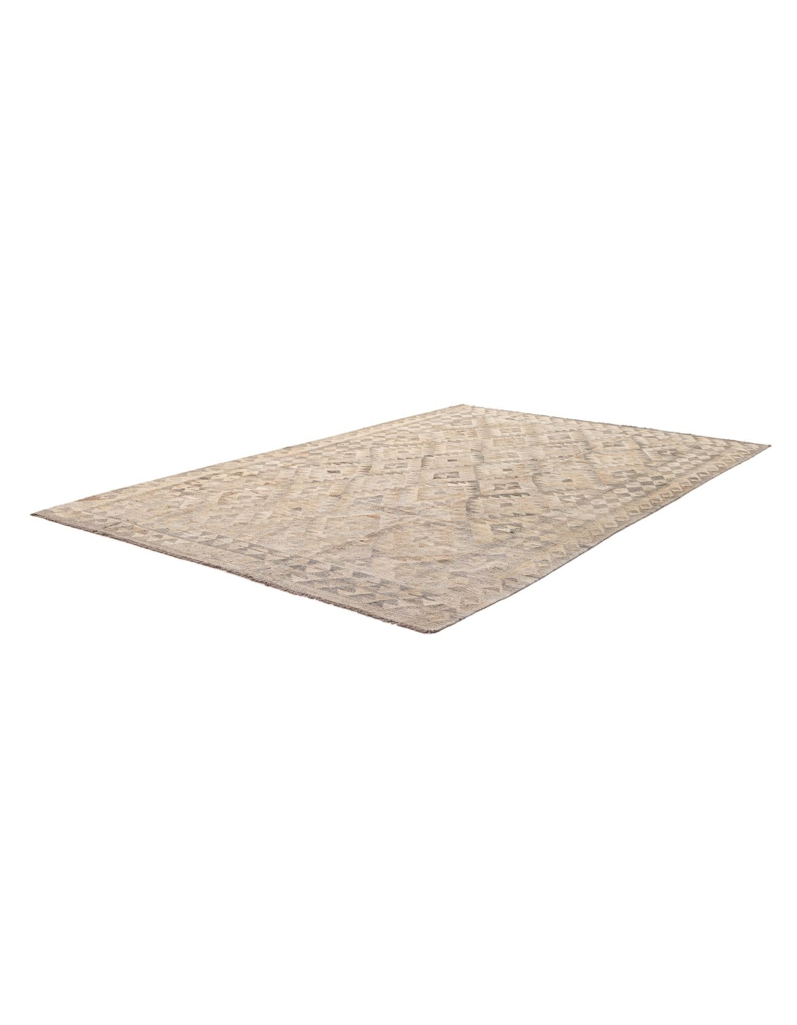 6' 8 x 10' 2 Hand Woven Kilim Maymana Wool Rug