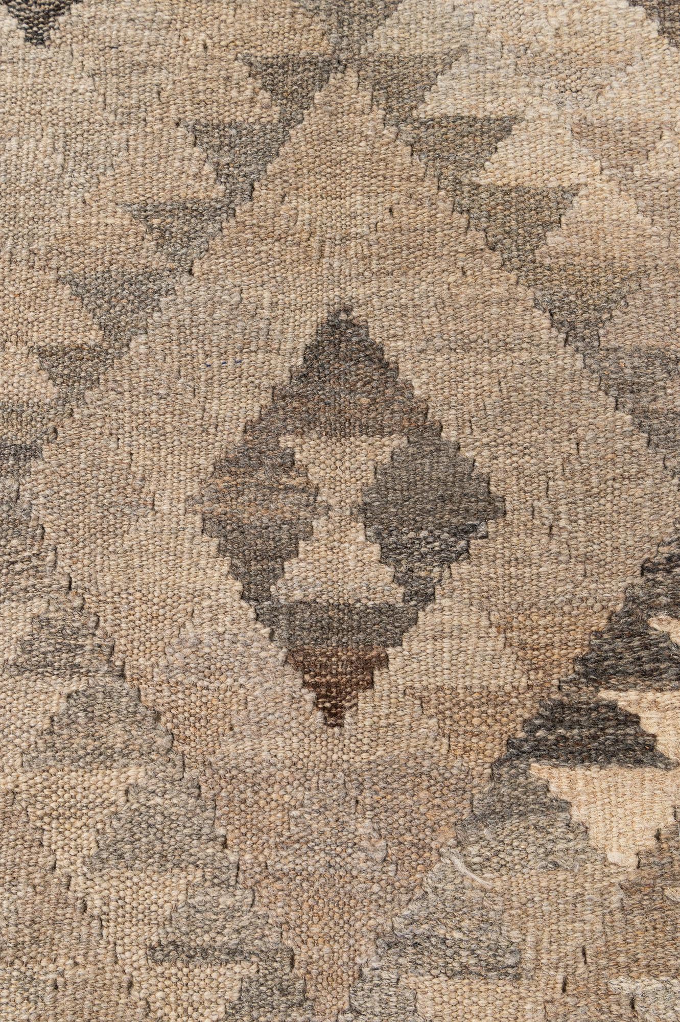 6' 8 x 10' 2 Hand Woven Kilim Maymana Wool Rug