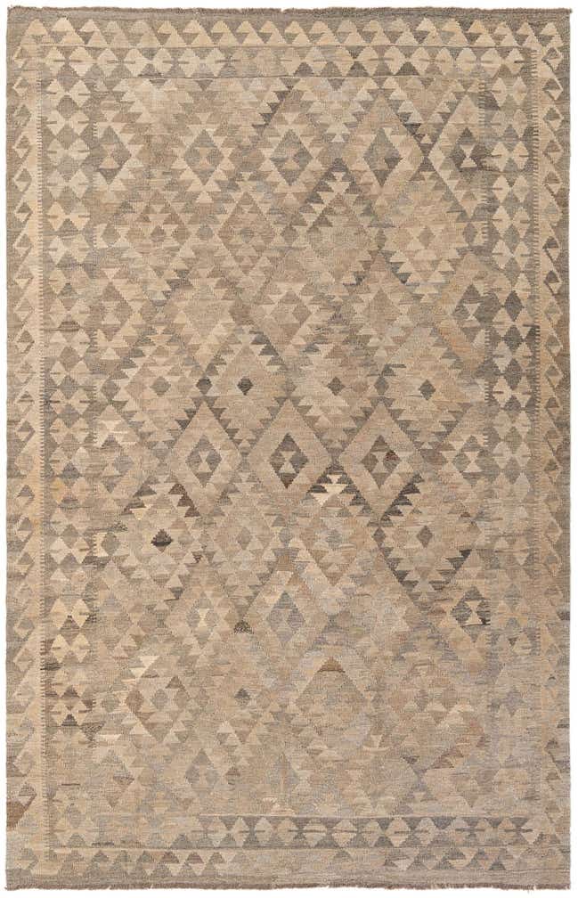 6' 8 x 10' 2 Hand Woven Kilim Maymana Wool Rug